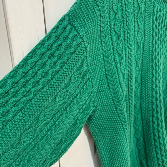 Gloucester Knitting Green Cotton Chunky Cable Knit Sweater - Size XL - Picture 6 of 8